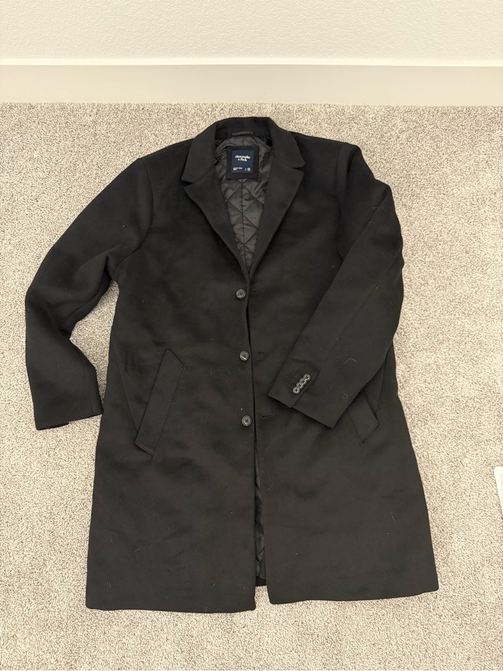 Abercrombie & Fitch Black Single-Breasted Pea Coat